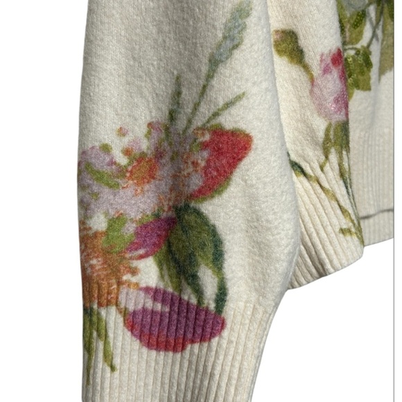 Cinq a Sept wool blend Floral Embroidered Cream Sweater NWOT - Picture 8 of 12